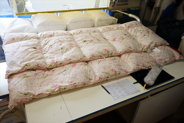 西川リビングの冬用羽毛布団を合い掛け用にリフォーム画像
