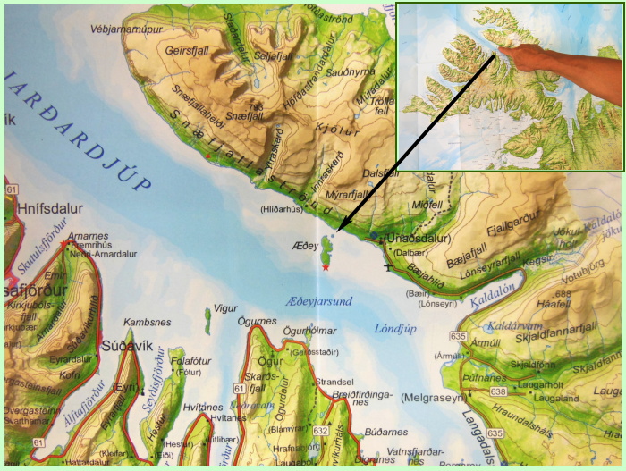 アイスランド北西部のイーサフィヨルドにあるアイエイ島