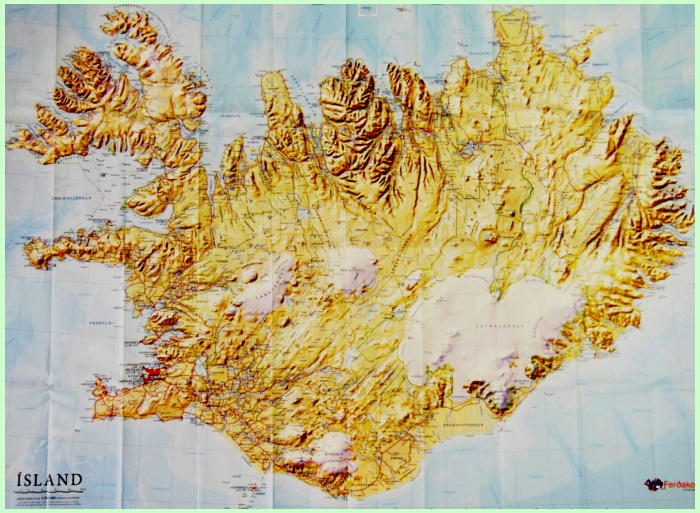 アイダーダックの故郷。アイスランド全体の地図